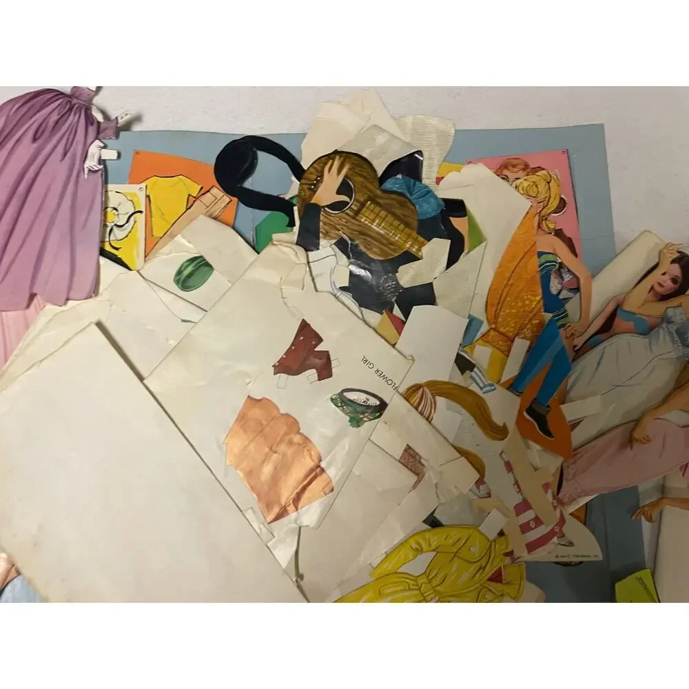 Vintage 1963 Barbie Ken Midge Paper Dolls Book Whitman Costumes Cut Out Set